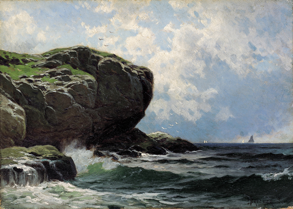 Alfred Thompson Bricher Rocky Head with Sailboats in Distance